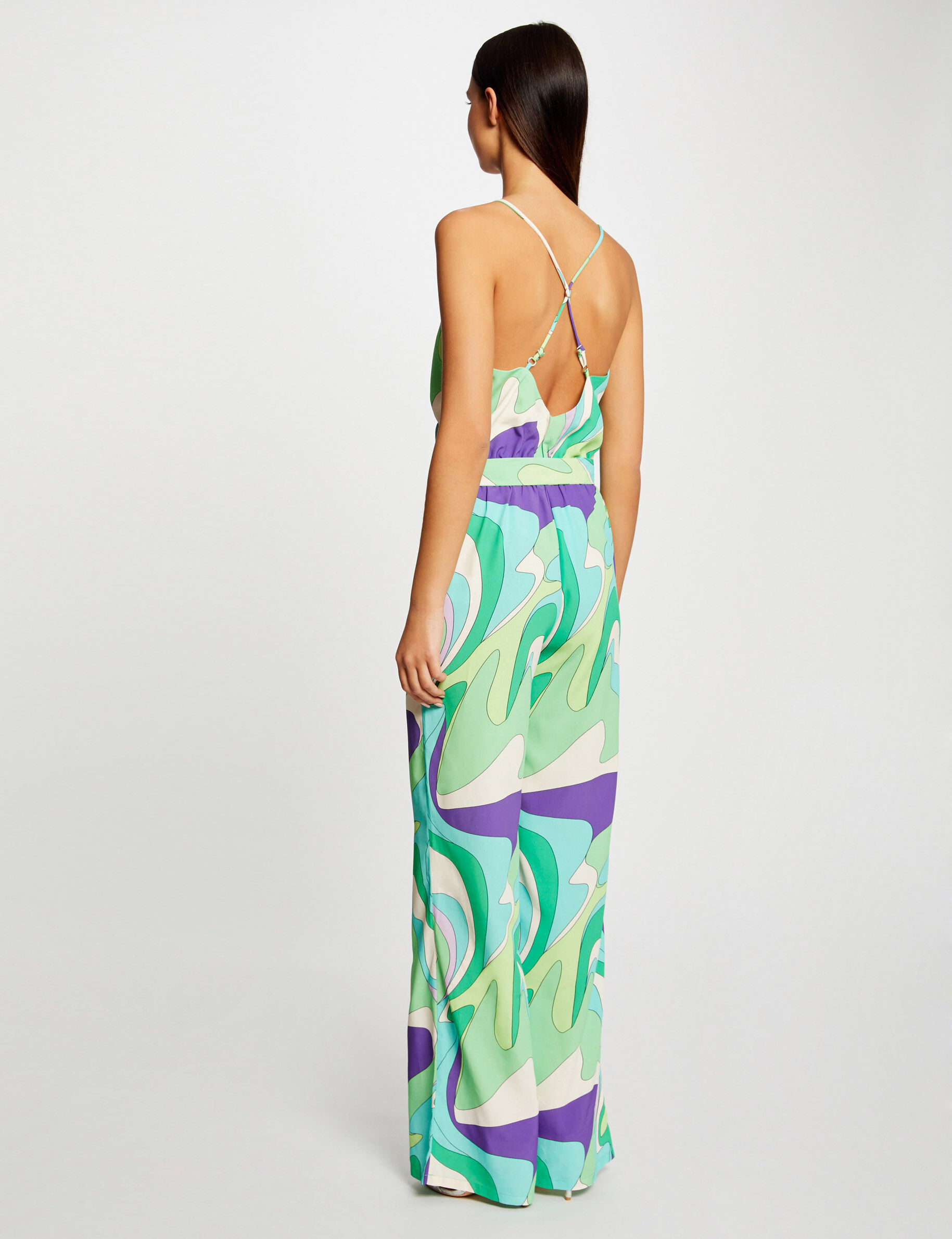 Combinaison jambe large imprimé abstrait multico femme - multico