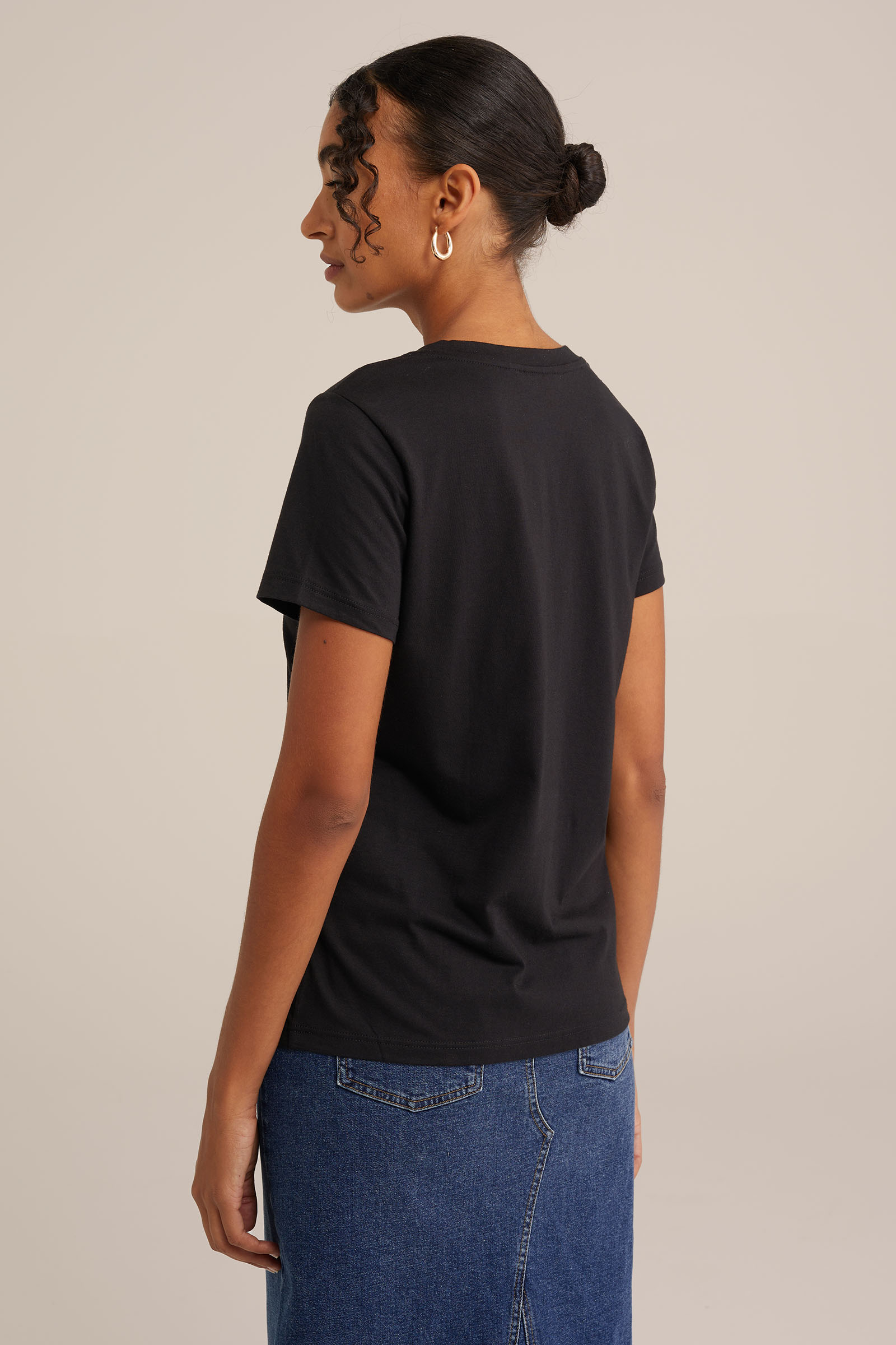 T-shirt WE Fashion Zwart