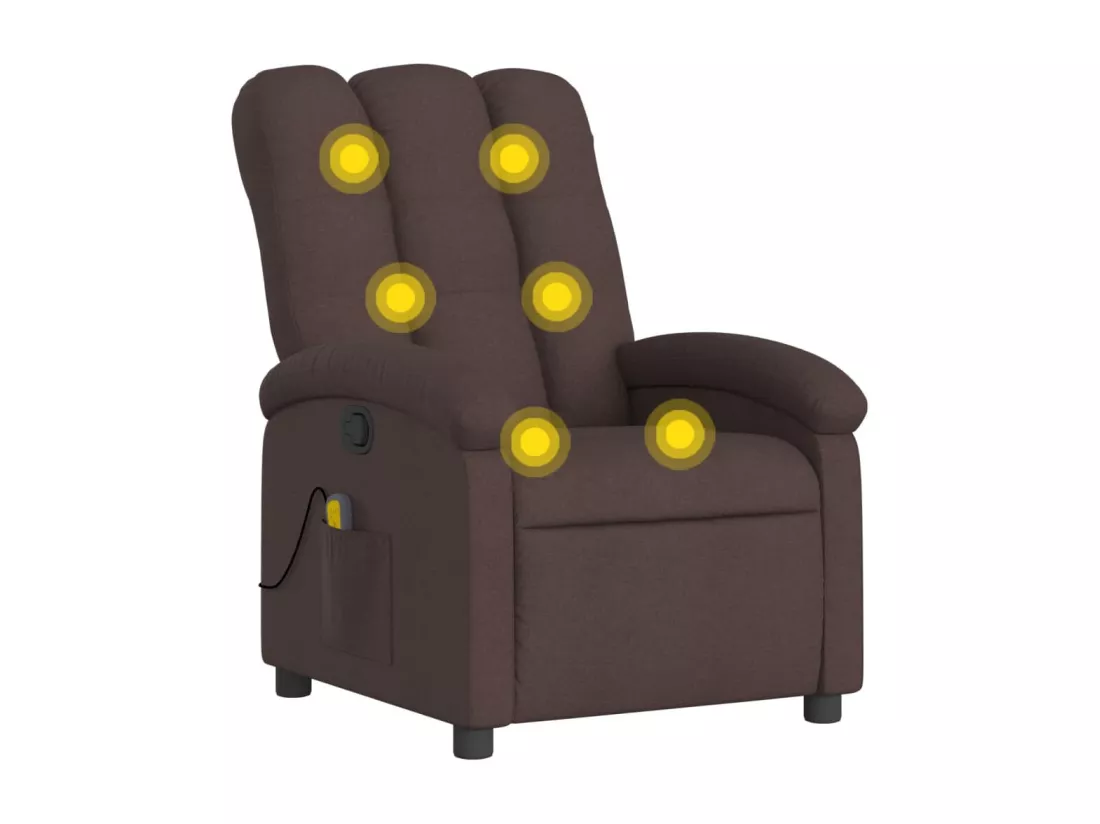 Fauteuil massant inclinable Marron foncé Tissu