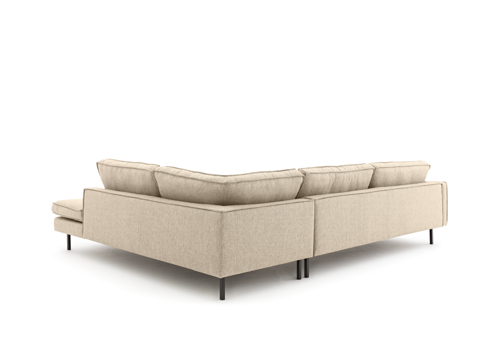 Loods 5 Design hoekbank Slimm Stof Outside rechts Combi rechts: 3 zits arm links + 2,5 zits met hocker Rechts | Stof: Solution Beige 05 | Frame: Zwart