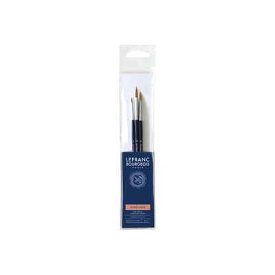 Lefranc Bourgeois - Pack de 3 pinceaux ronds - manche court - N° 2, 6, 10