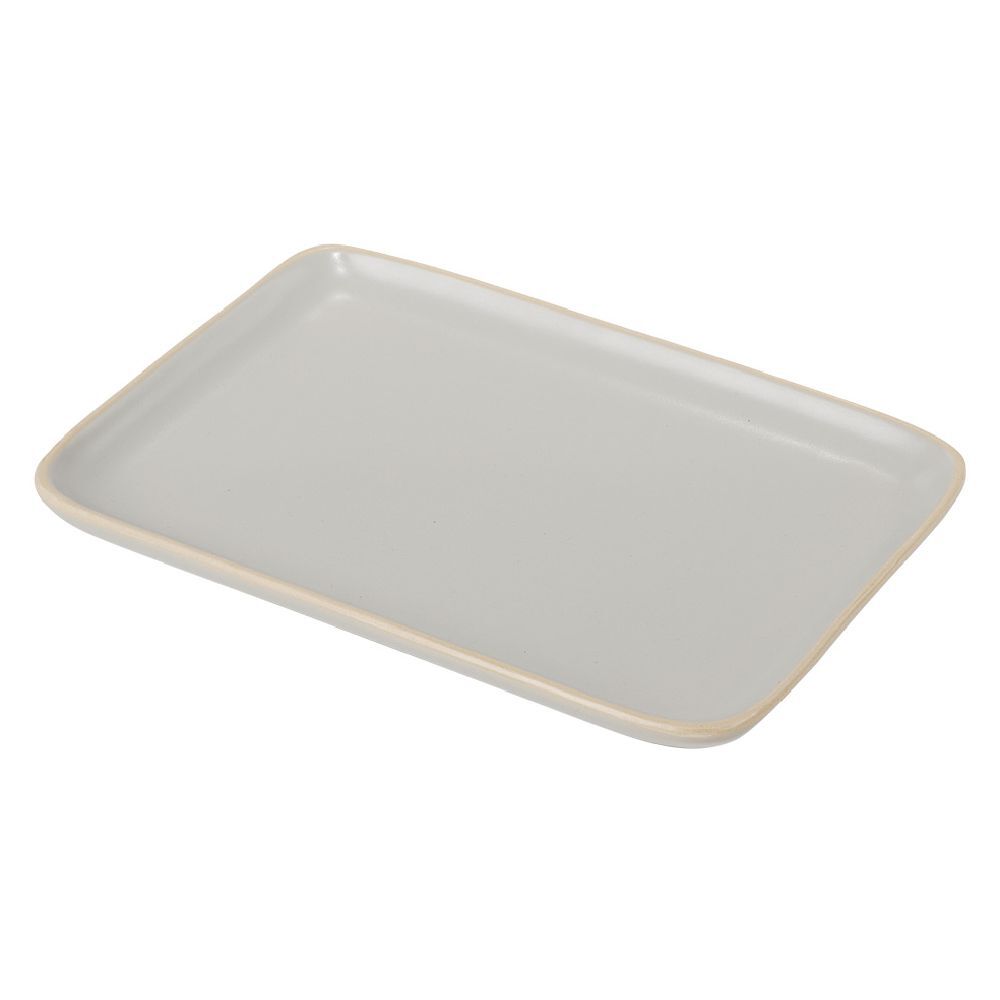 Assiette rectangulaire faïence gris 28,5x19,5cm
