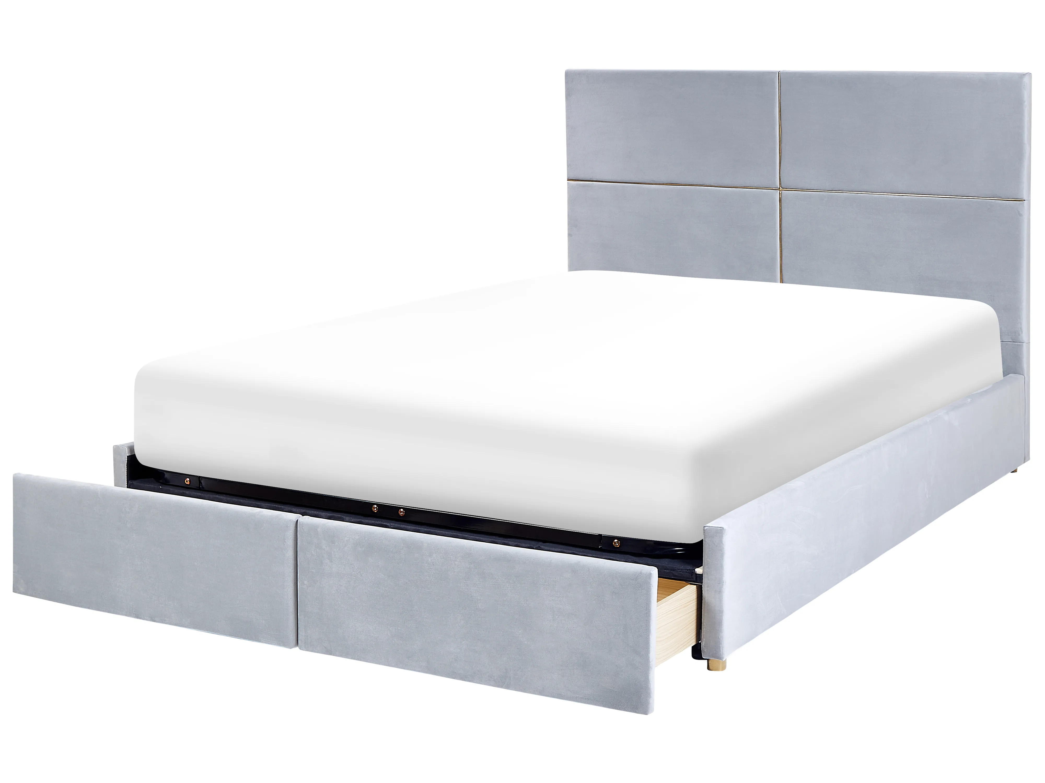 Bed met opbergruimte Fluweel VERNOYES 160 x 200 cm Lichtgrijs