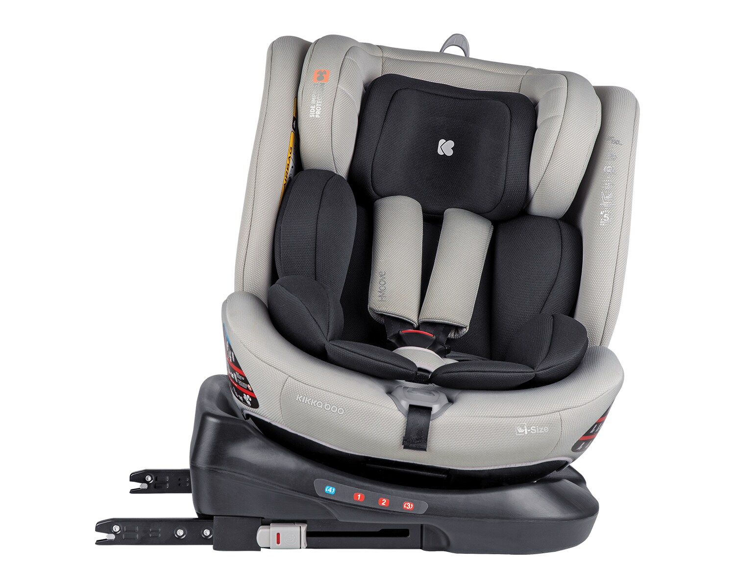 Kikkaboo Kindersitz i-Moove i-Size (40-150cm) Isofix 360-Grad-Drehung Kopfstütze hellgrau