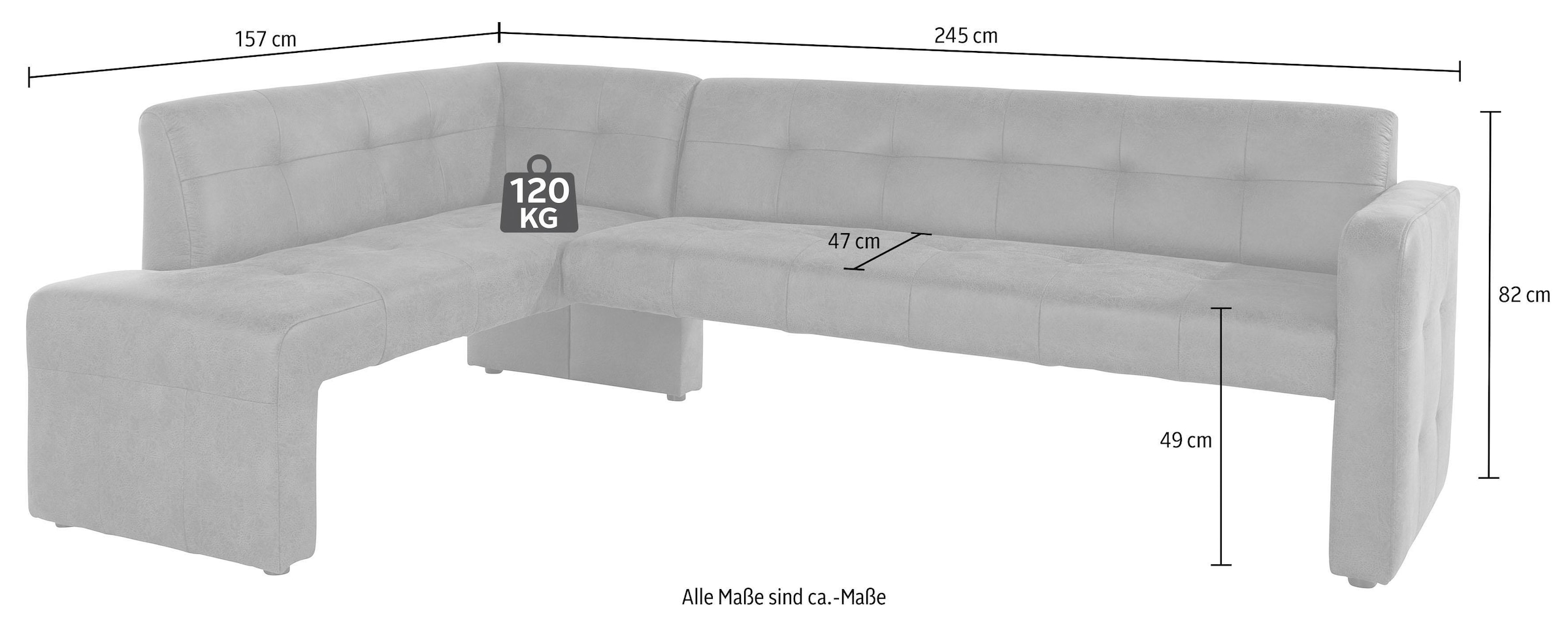 exxpo - sofa fashion Eckbank »Barista mit toller Detailverarbeitung, hohe Bodenfreiheit« Komfortsitzhöhe 49cm, Frei im Raum stellbar