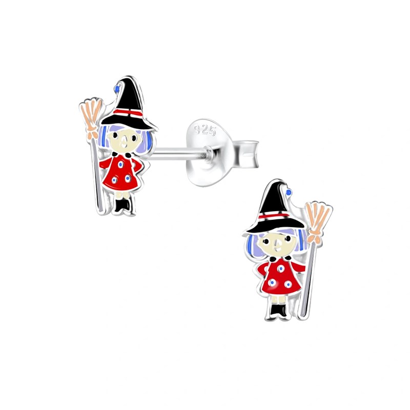 Boucles d'oreilles enfant Sorcière en argent 925