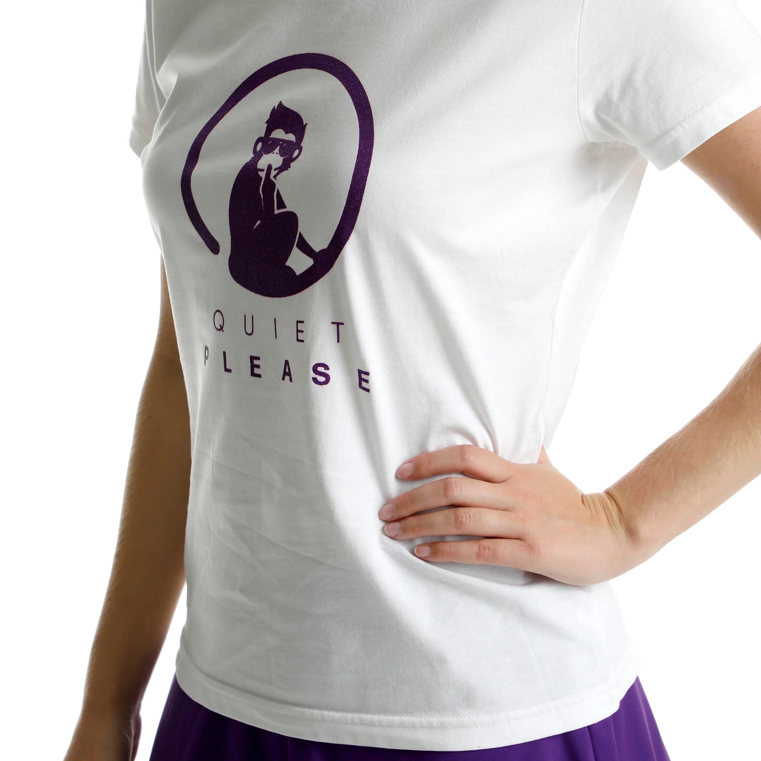 Quiet Please Baseline Glitter T-shirt Femmes - Blanc