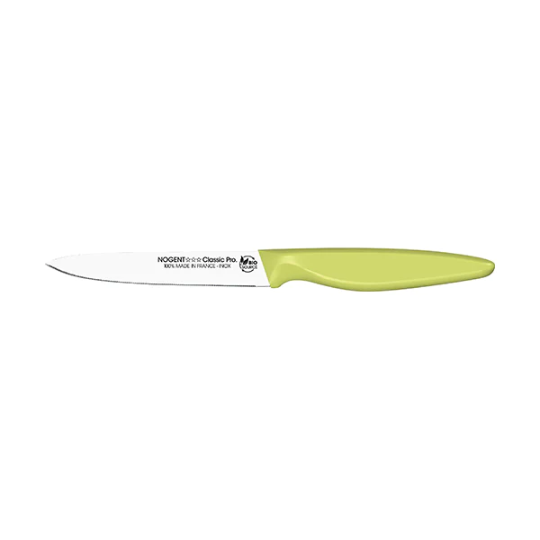 Couteau d'office lame crantée 11 cm vert anis Bio sourcé Nogent