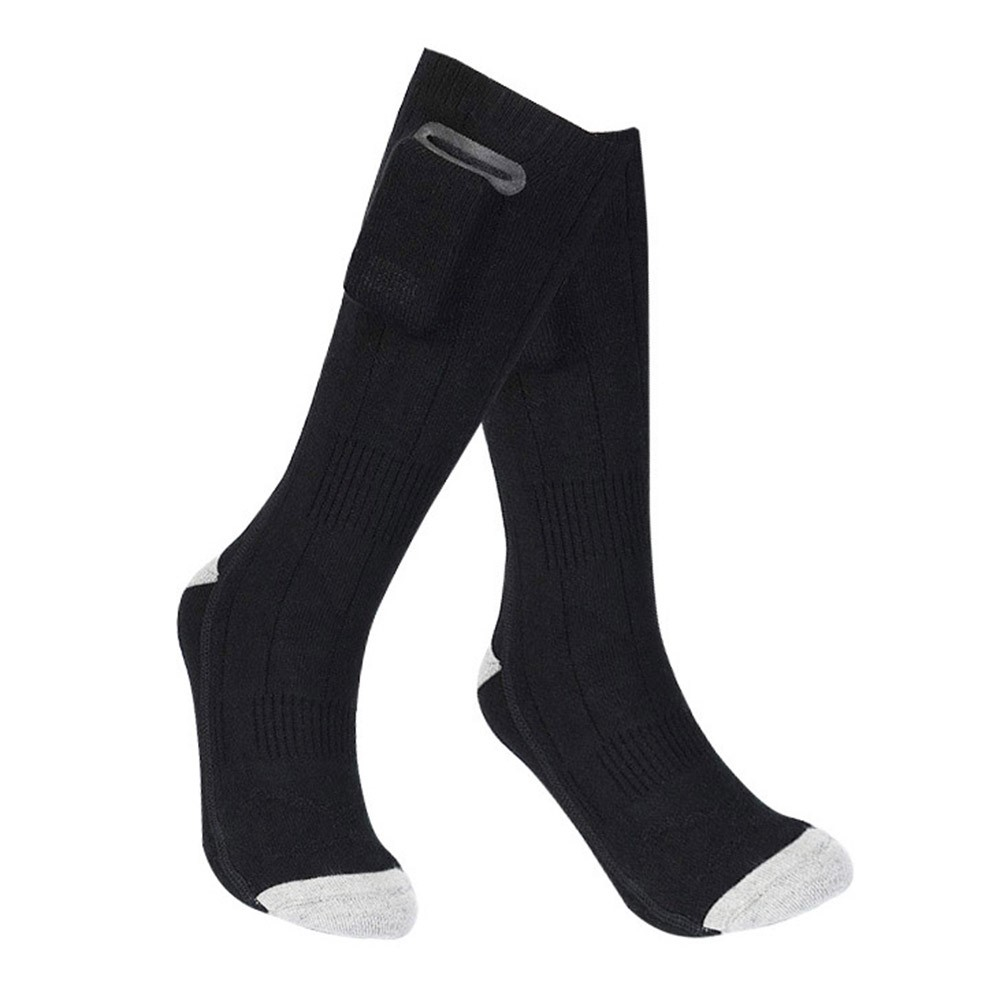 (1 Paar) Beheizbare Baumwoll Socken Outdoor Fusswärmer mit Akku und 3 Hitzestufen (One Size) - Schwarz