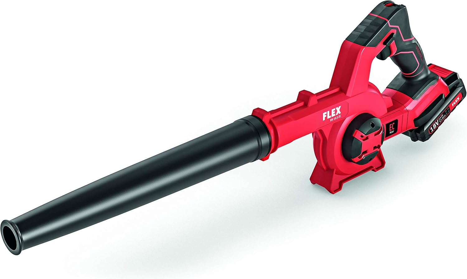 Flex Akku-Gebläse BW 18.0-EC (Laubbläser, 18V, Luftgeschwindigkeit: 80 m/sec, Luftvolumen max. 3,11 m³/min, ohne Akku) 472913, Rot,Schwarz
