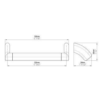 Greep Bente rvs look 138mm