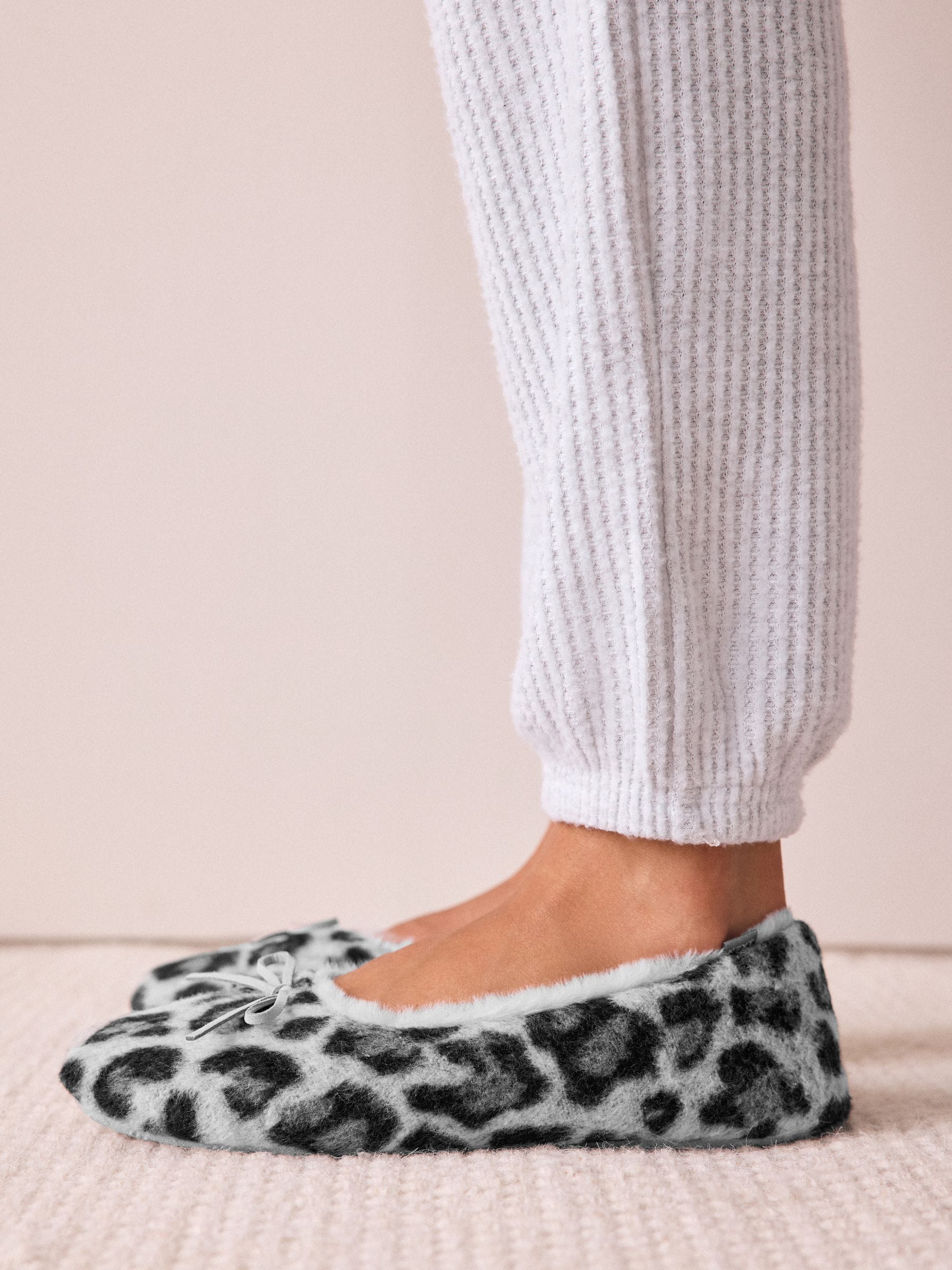 Grijs met dierenprint - Ballerina Flat Slippers