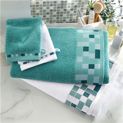 Linge de toilette décor mosaïque - 450 g/m² - BECQUET CRÉATION