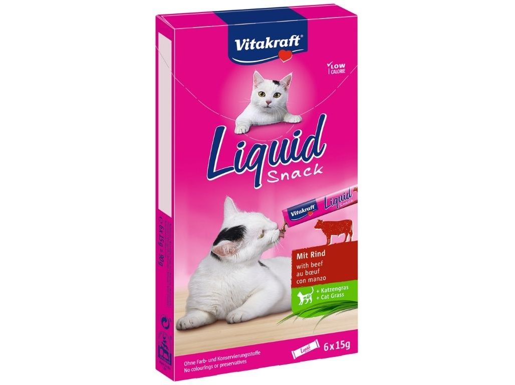 SNACK LÍQUIDO PARA GATO VITAKRAFT VACA 6X15G