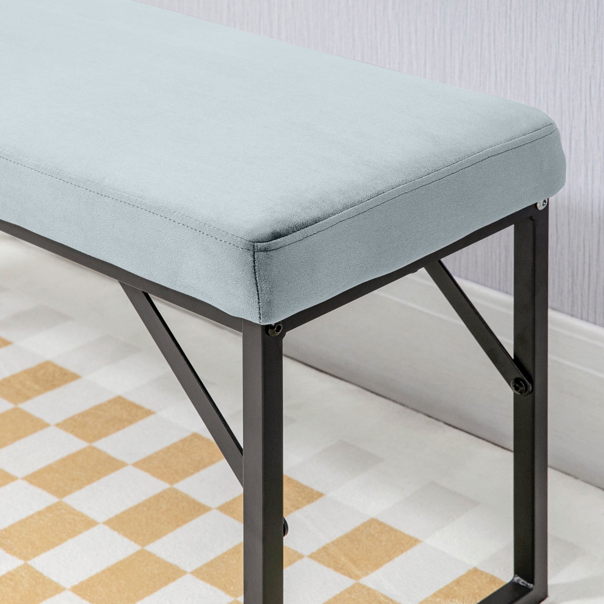 HOMCOM Sitzbank mit Samtoptik blau 100L x 35B x 47H cm