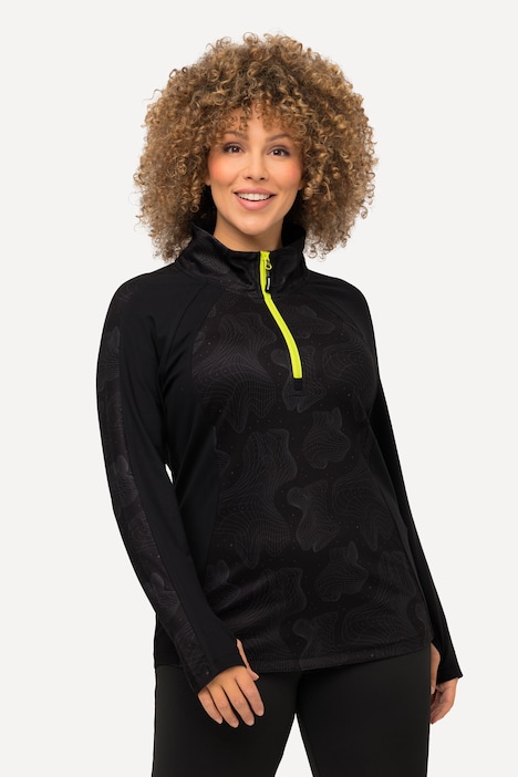 Thermoshirt, Slim, Troyerkragen, Langarm, recycelt