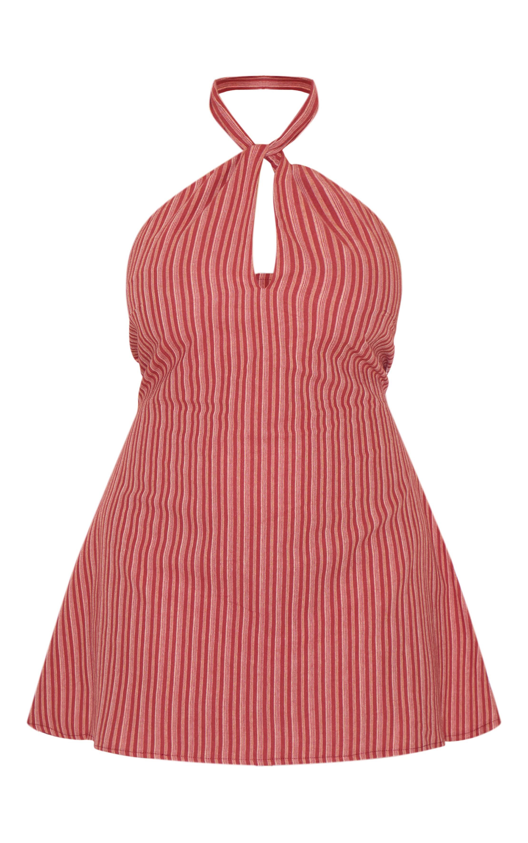 Robe Droite Grande Taille À Rayures Avec Col Licou