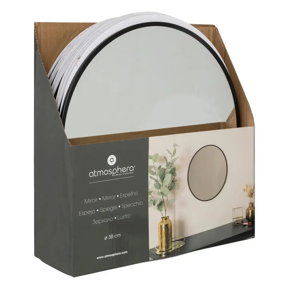 Atmosphera Spiegel/wandspiegel - rond - 38 cm - metaal/glas