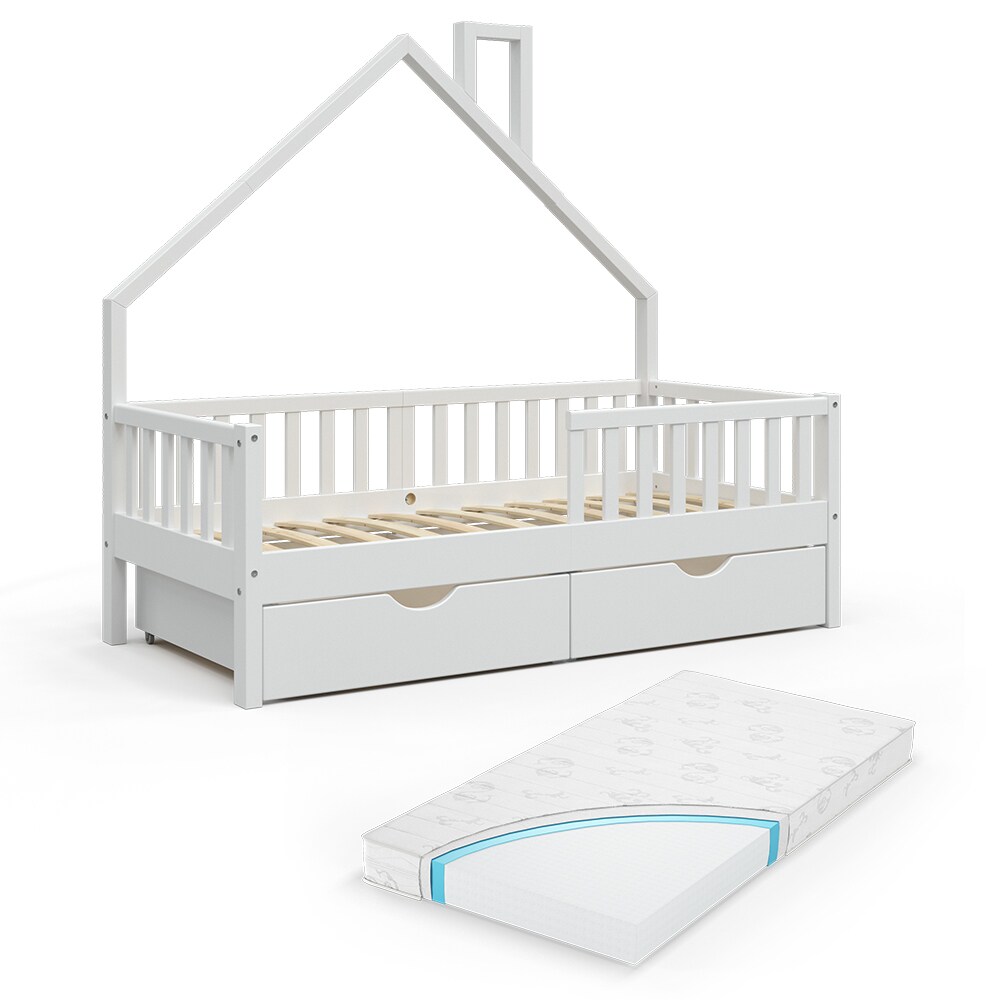 VitaliSpa Hausbett Kinderbett Spielbett Noemi 80x160cm inkl. Matratze Schubladen
