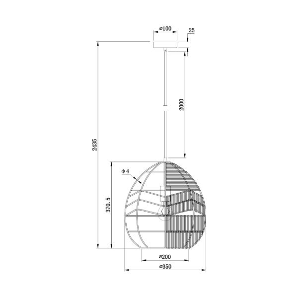 Woood Adelaide Hanglamp – Zwart
