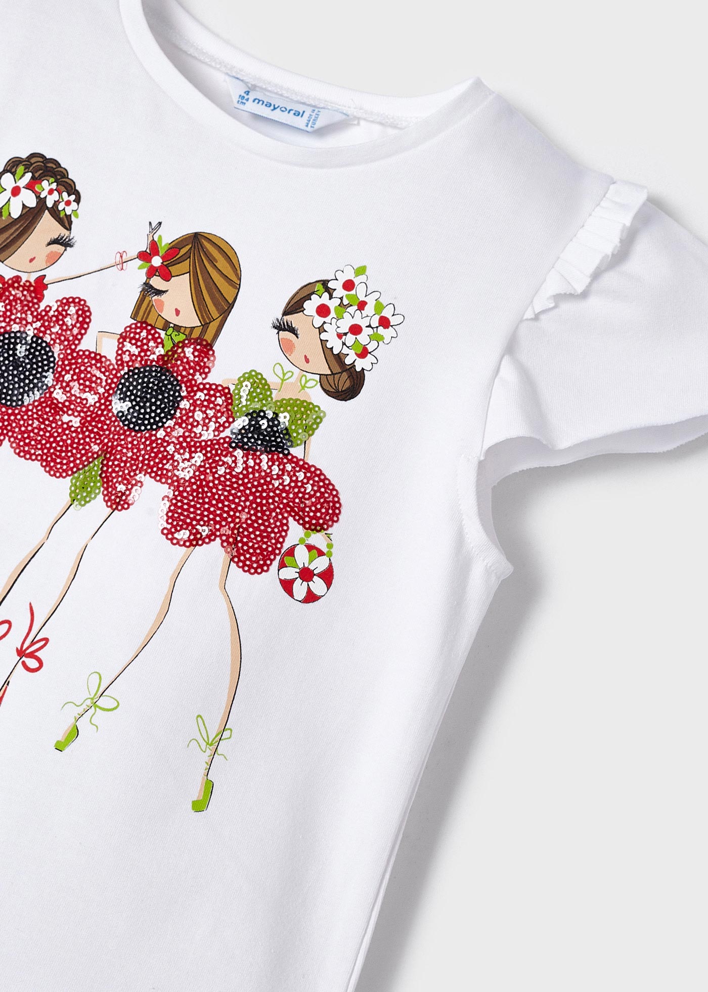 Camiseta infantil de manga curta com lantejoulas