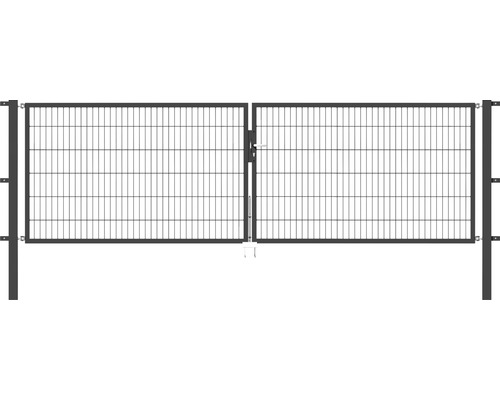 ALBERTS Flexo dubbele poort 400 x 120 cm met metalen gaas, inclusief palen 8 x 8 cm, antraciet