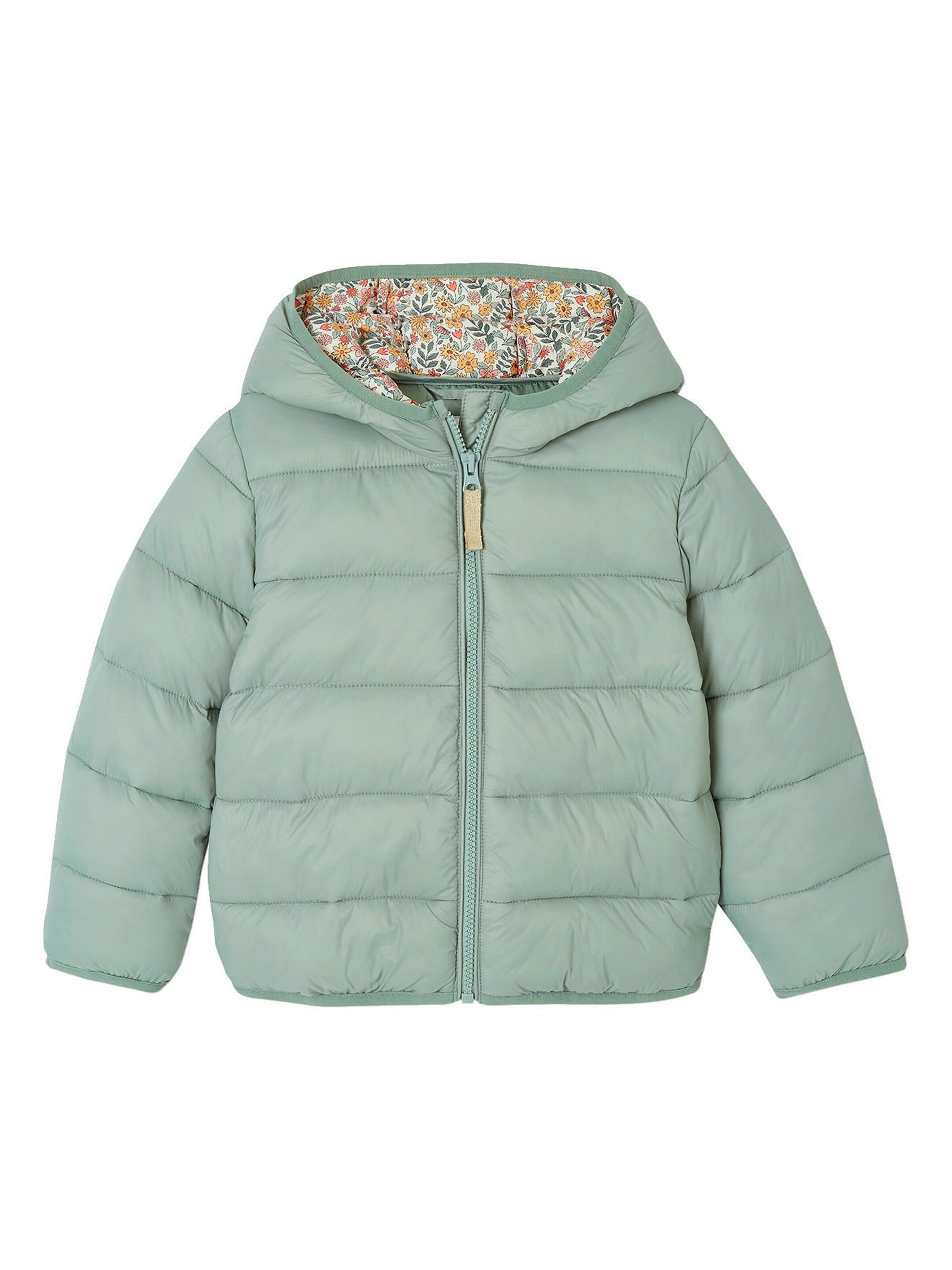 Vertbaudet Mädchen Light-Steppjacke mit Kapuze, Recycling-Polyester graugrün
