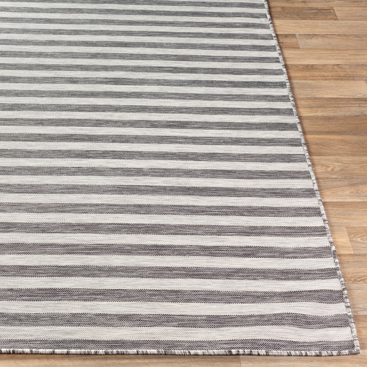 Binnen/buiten gestreept vloerkleed grijs/ivoor 80x150 cm ZAKI