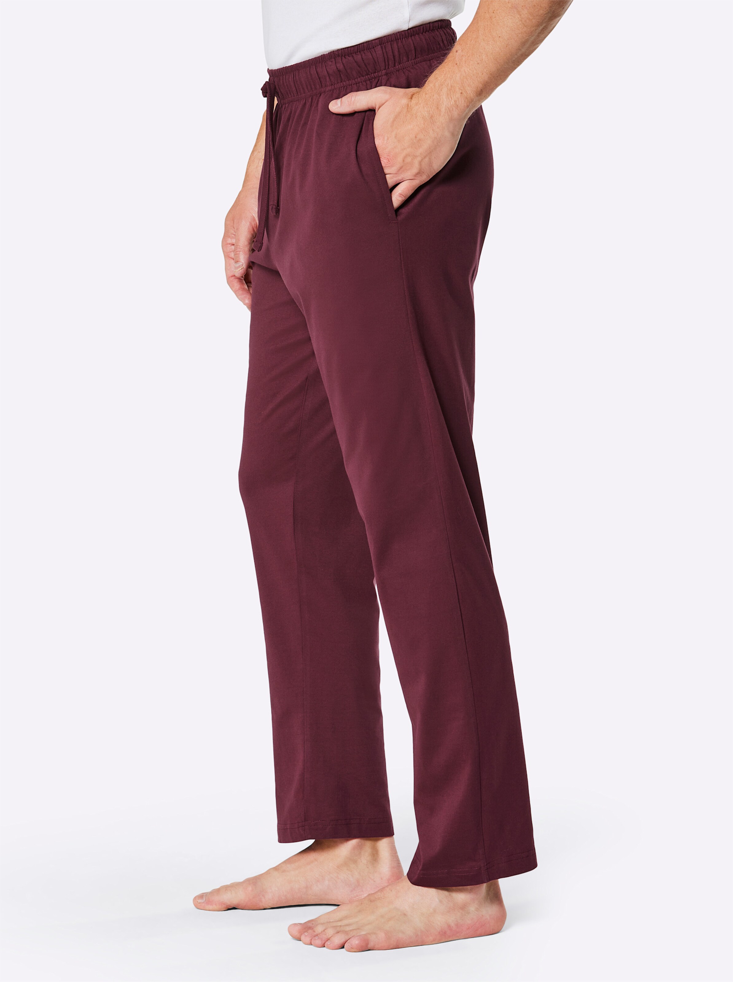 wäschepur men Hose lang in bordeaux + schwarz