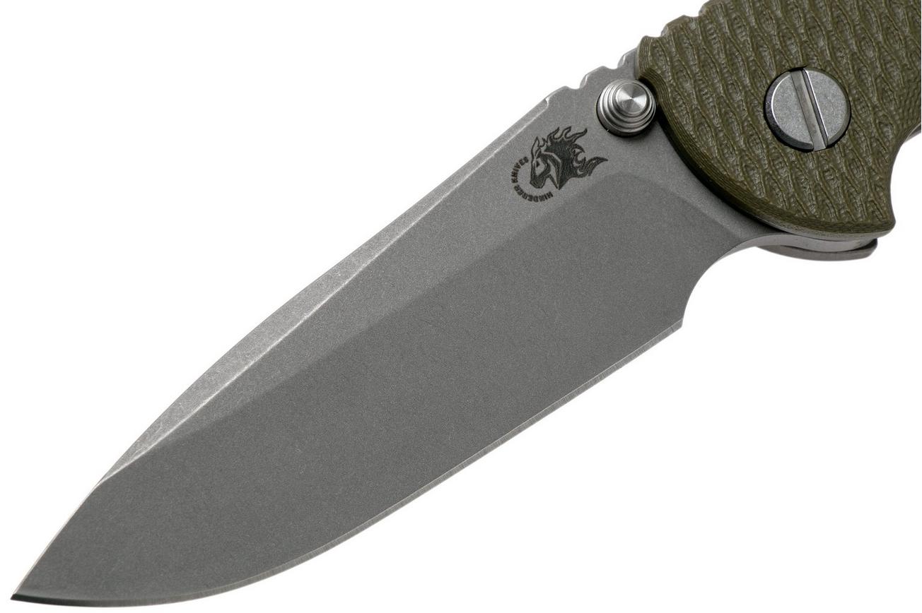 Rick Hinderer XM18 3,5” Non-Flipper Spearpoint Working Finish, OD Green G10