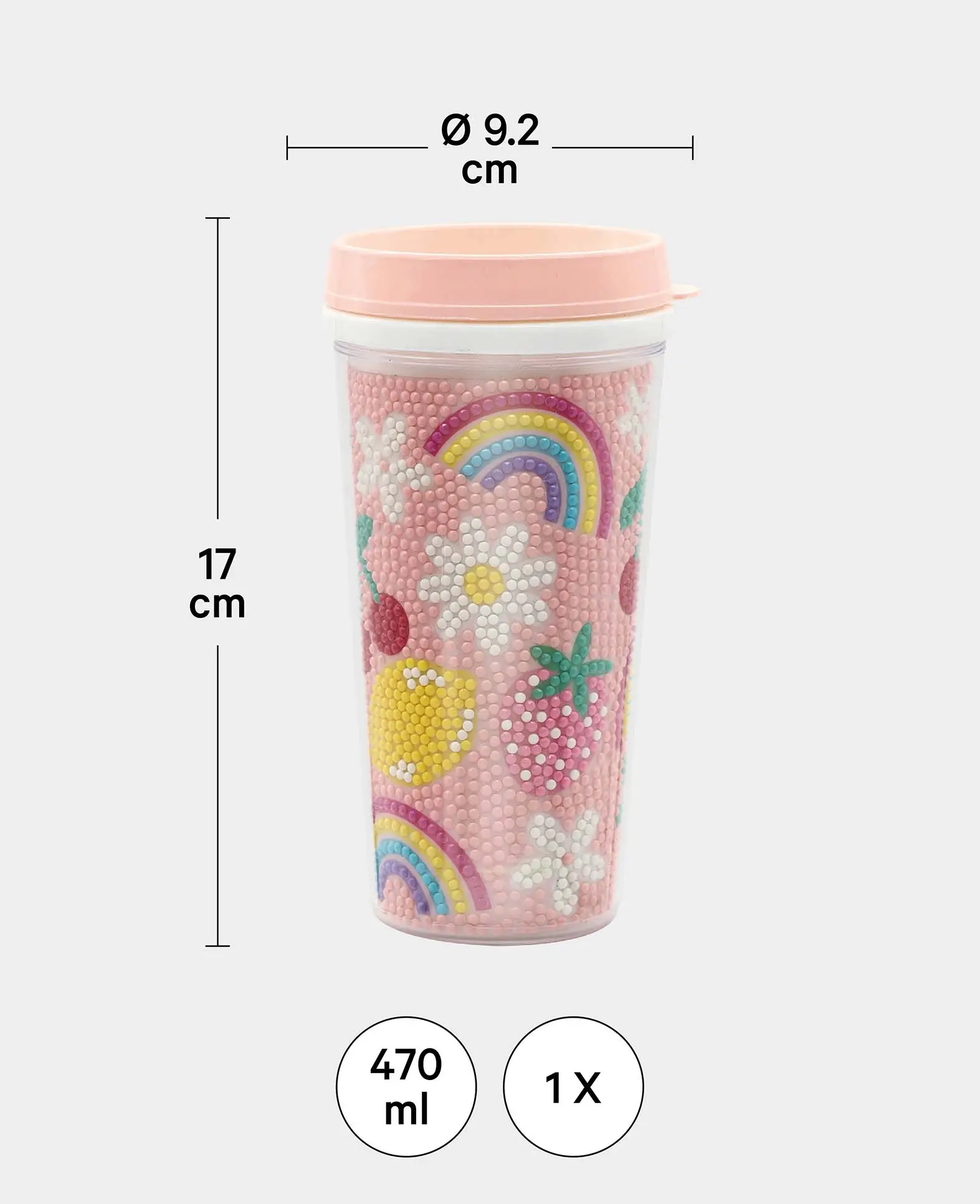 (17x9.2cm) Diamond Painting Becher DIY Strassstein Becher - Rosa