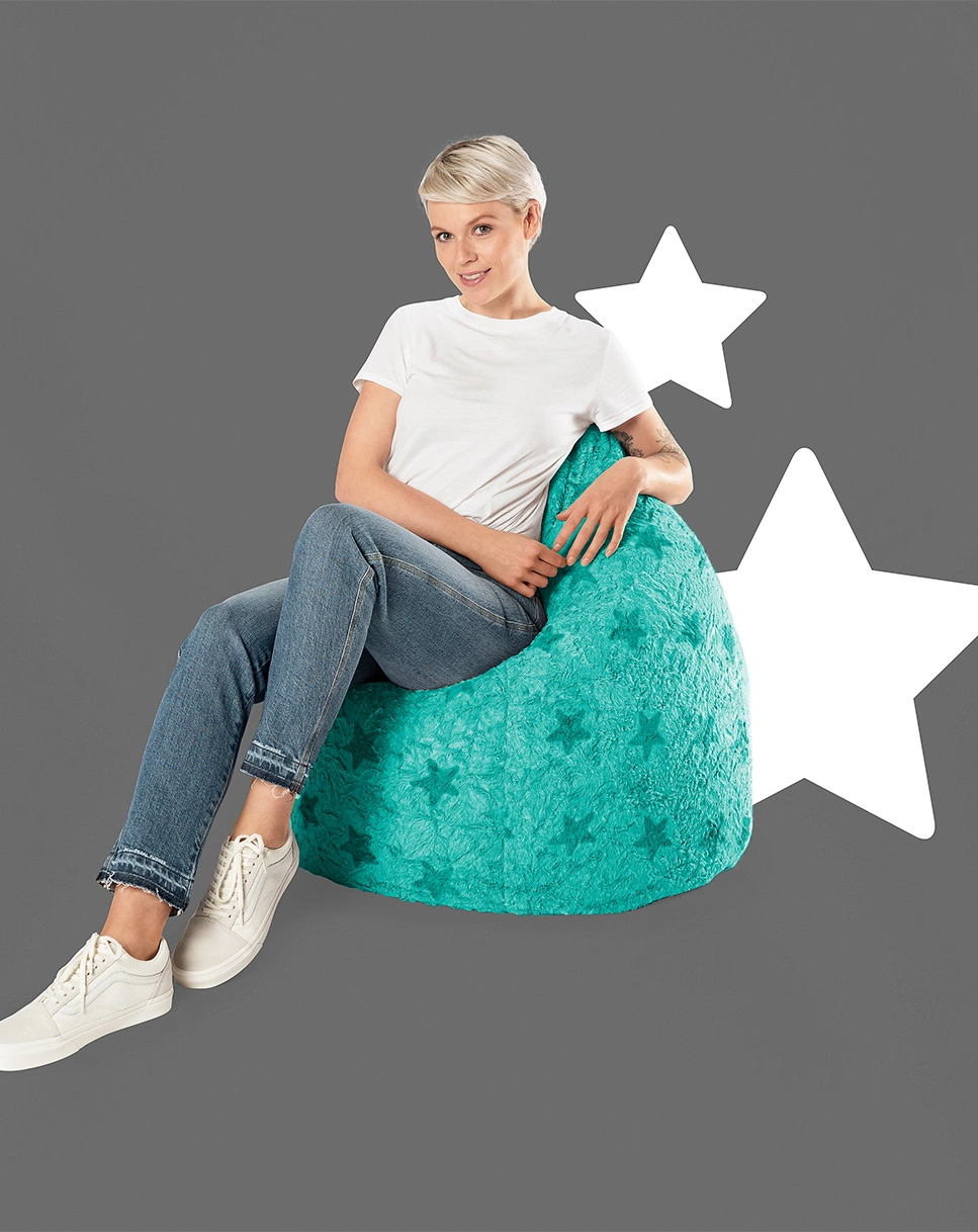 BeanBag FLUFFY STARS XL, 70 x 110 (Farbe: türkis)