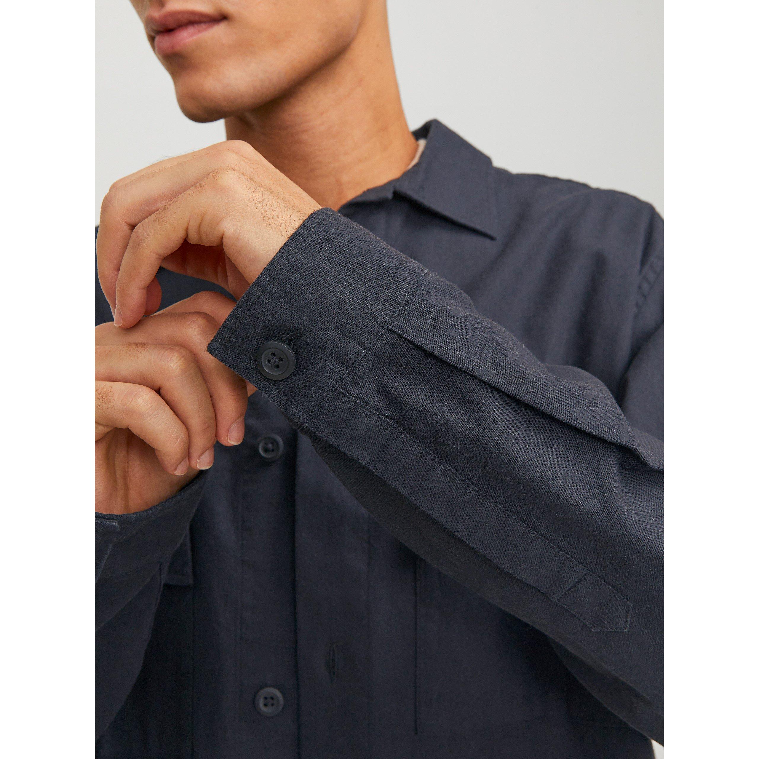 Jack and Jones Venice Linen Blend Long Sleeve Overshirt