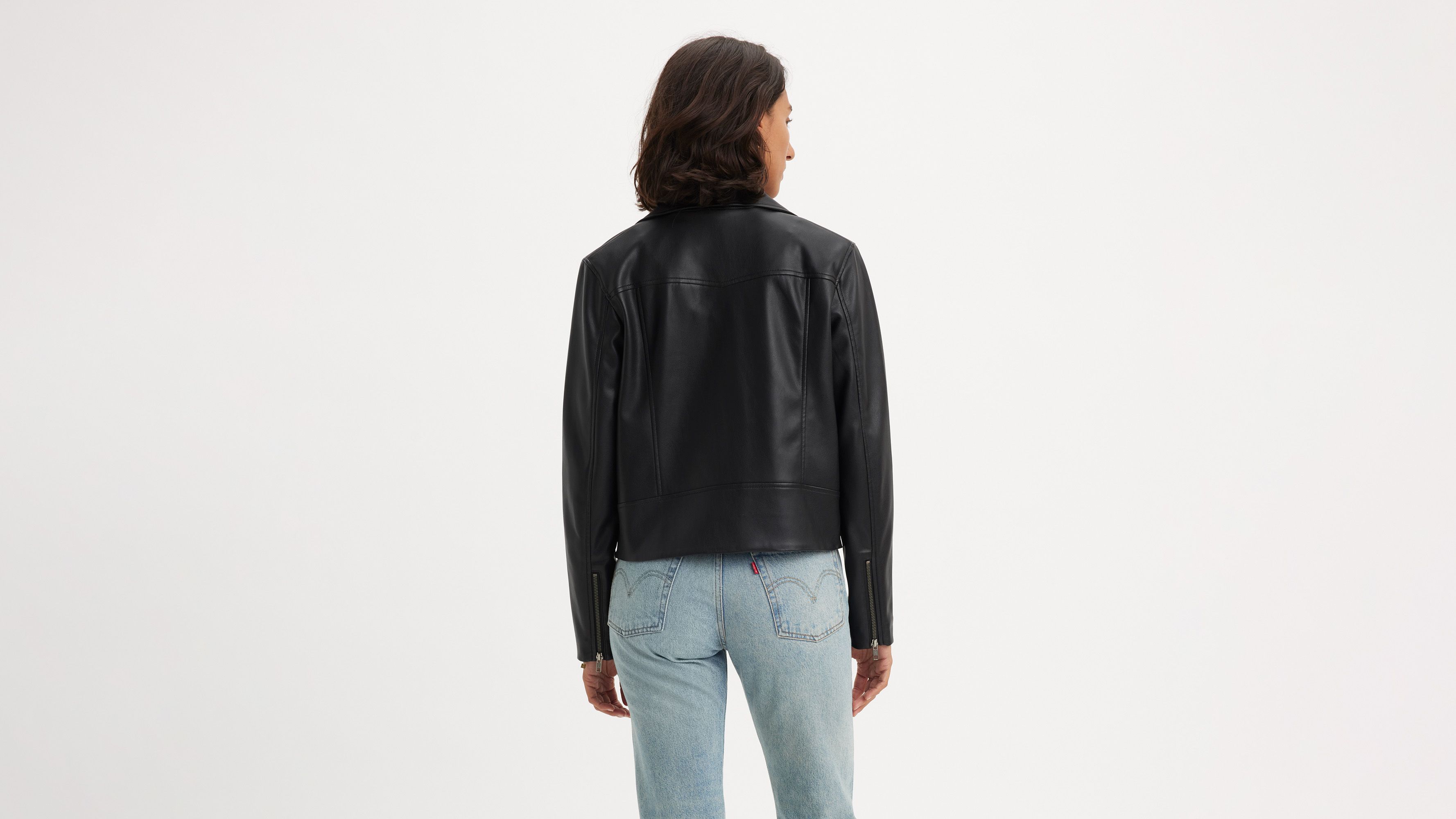 Blouson de motard Lelou Shrunken - Caviar - Noir