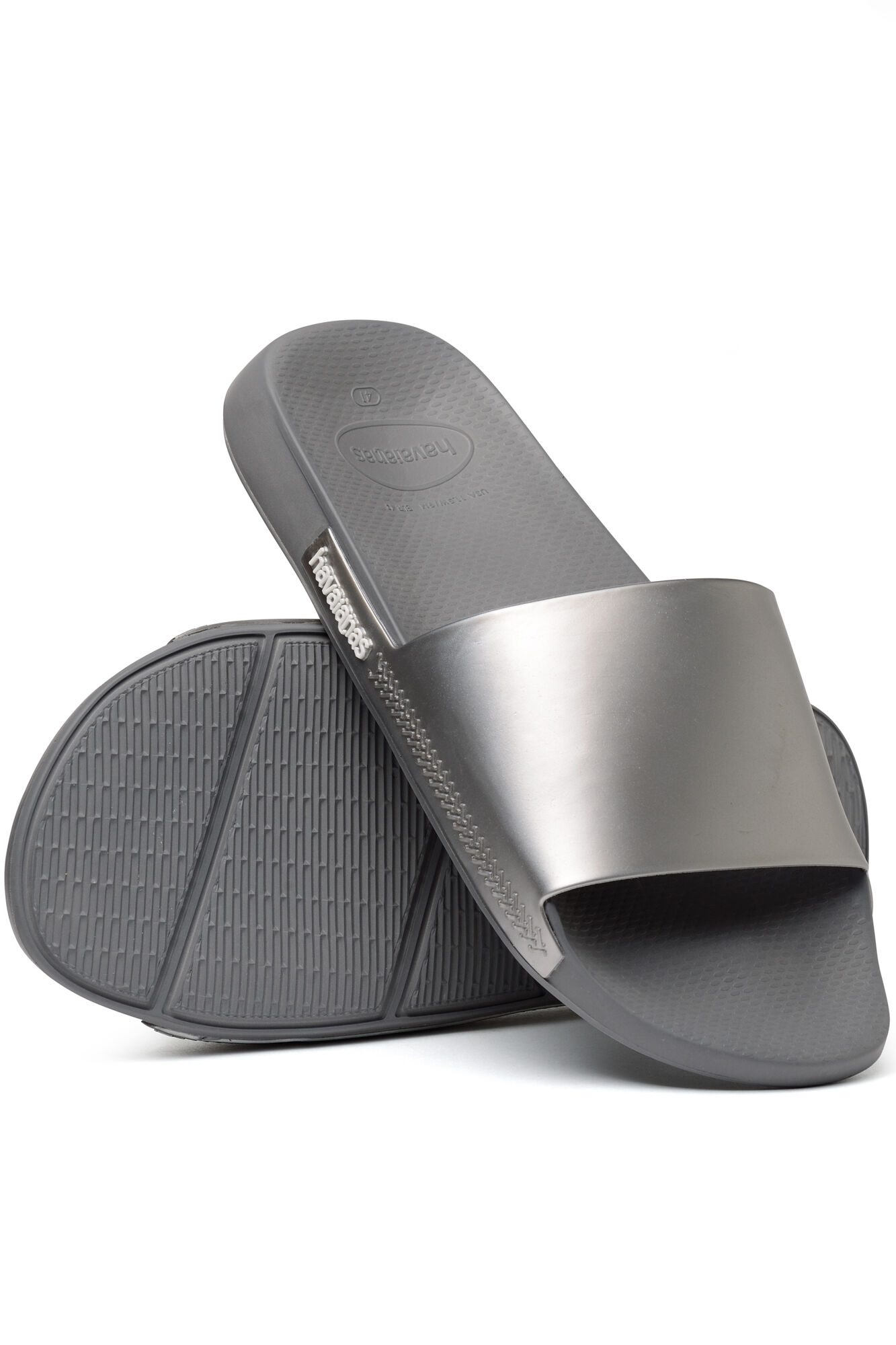 Chinelo Hav. Slide Classic Metálico - cinza