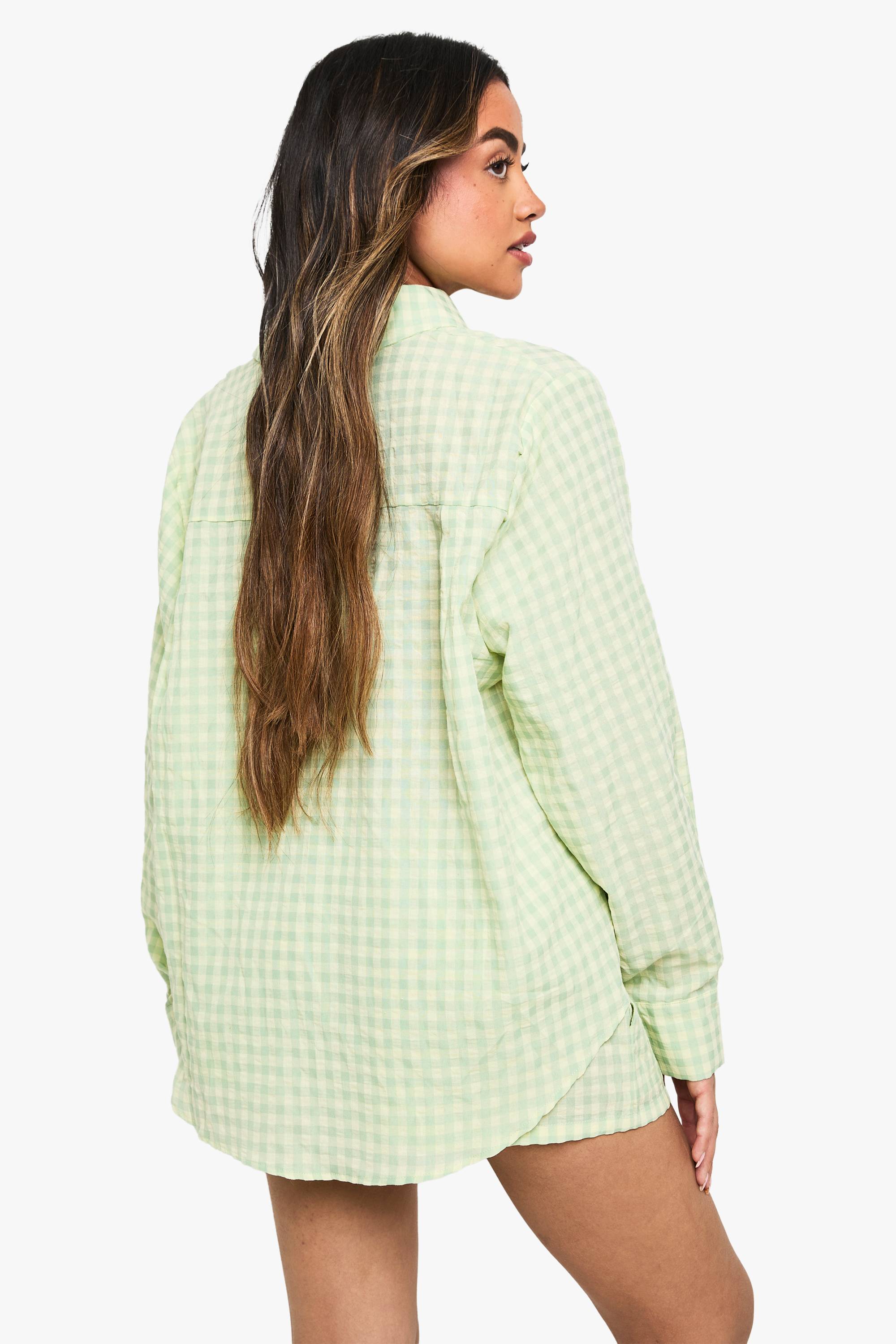 boohoo Chemise oversize en vichy à épaules tombantes