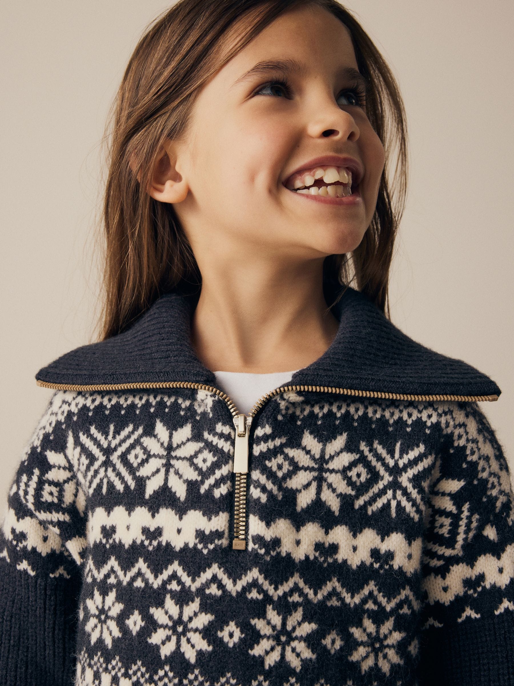 Zwart/wit - Bijpassende familie kersttrui met fair isle-motief voor kinderen (3-16jr)