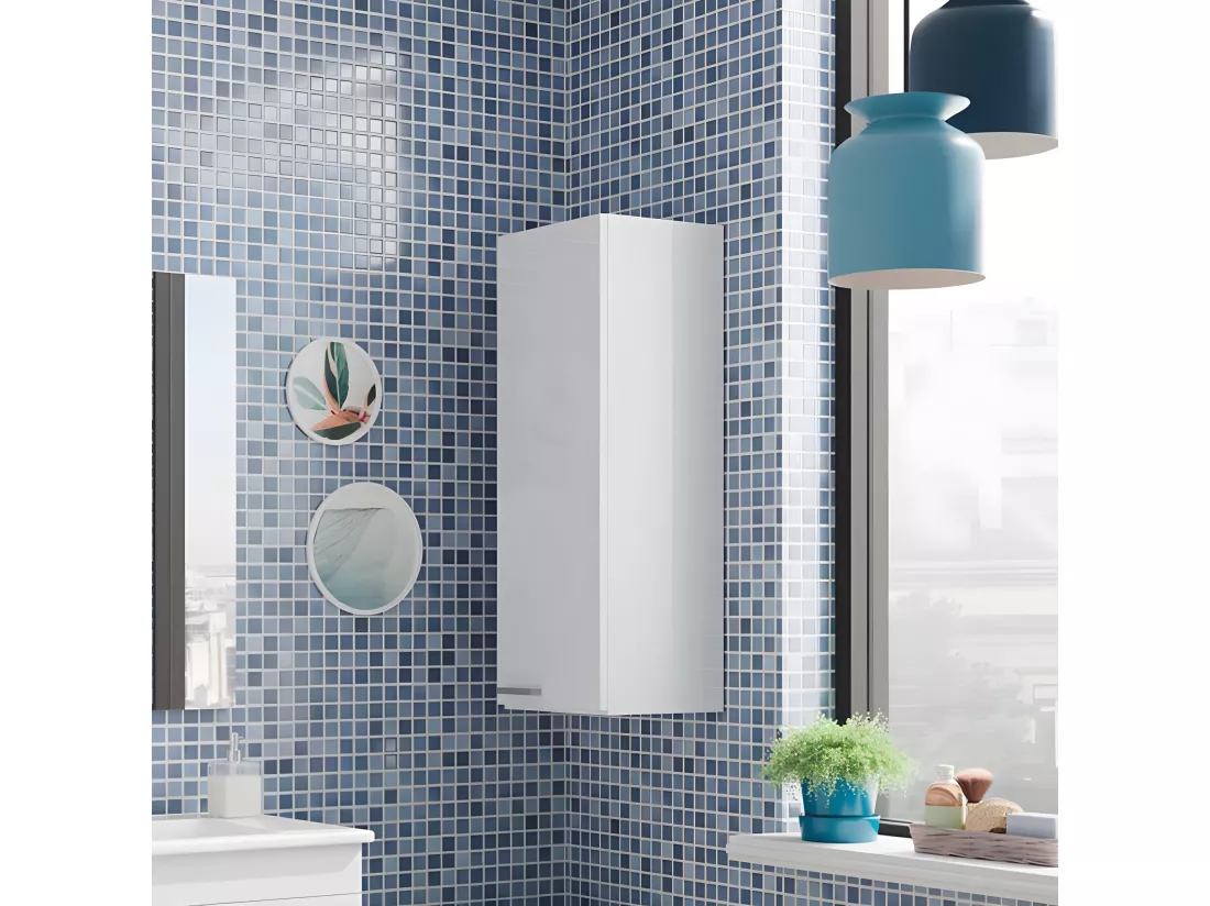 Petite colonne 1 porte Blanc - TICLY - L 30 x l 25 x H 85 cm