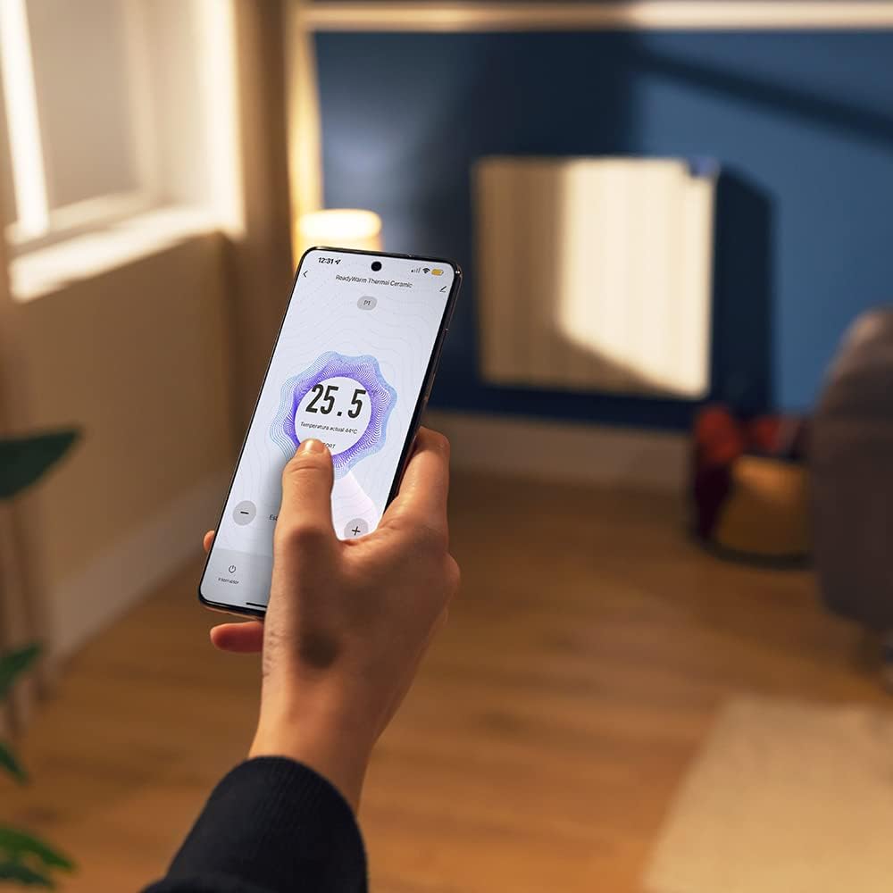 Cecotec Flachheizkörper mit Wi-Fi-Steuerung ReadyWarm 6000 Thermal Ceramic Connected. 1500 W, 6 Elemente aus Aluminiumguss und Keramiktechnologie, Timer, IPX4-Schutz, 4 Betriebsarten, 20 m2