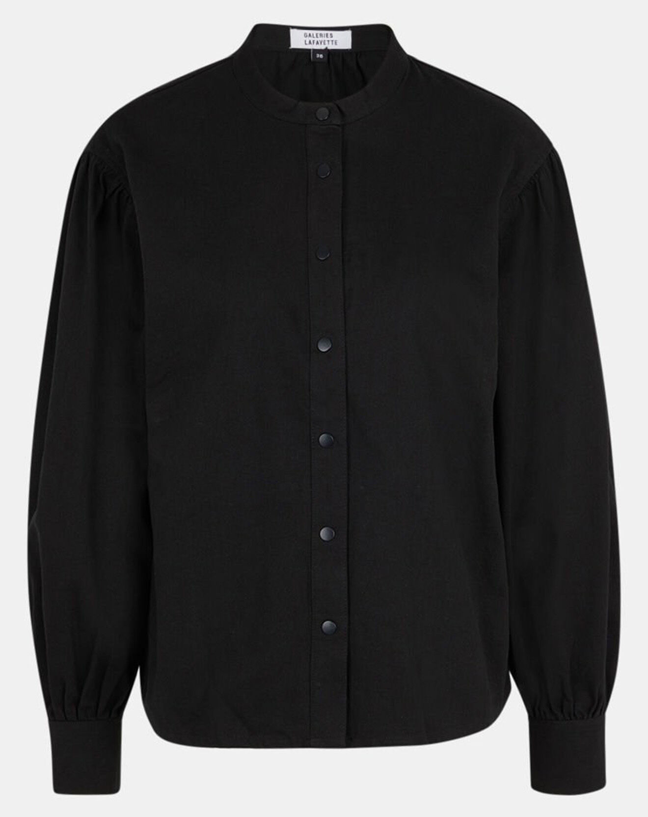 Galeries Lafayette Chemise en Coton Cachou col officier noire