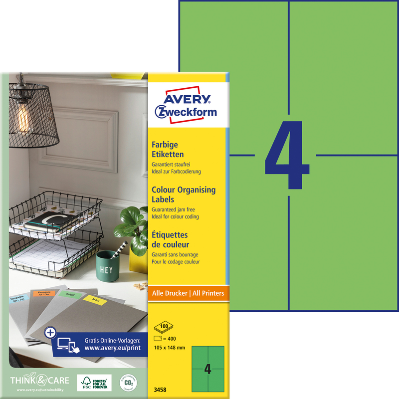 Avery Zweckform Etiketten, 3458, 105 x 148 mm, 100 Blatt