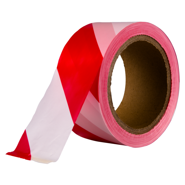 HPX Afzetlint, LDPE, 50mm, 100m, wit/rood