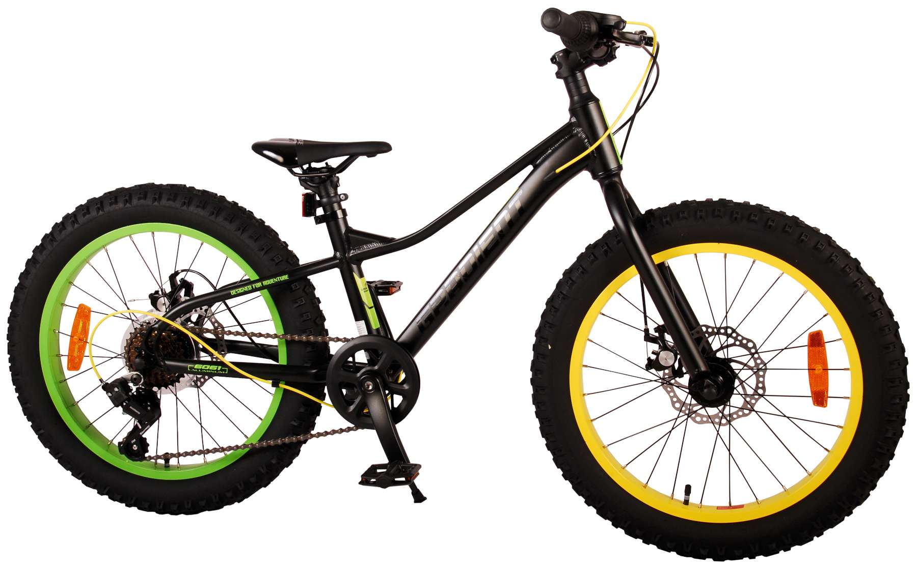 TPFSports Gradient Kinderfahrrad - Jungen - 20 Zoll - 6 Gänge - Scheibenbremse - Schwarz Gelb Grün