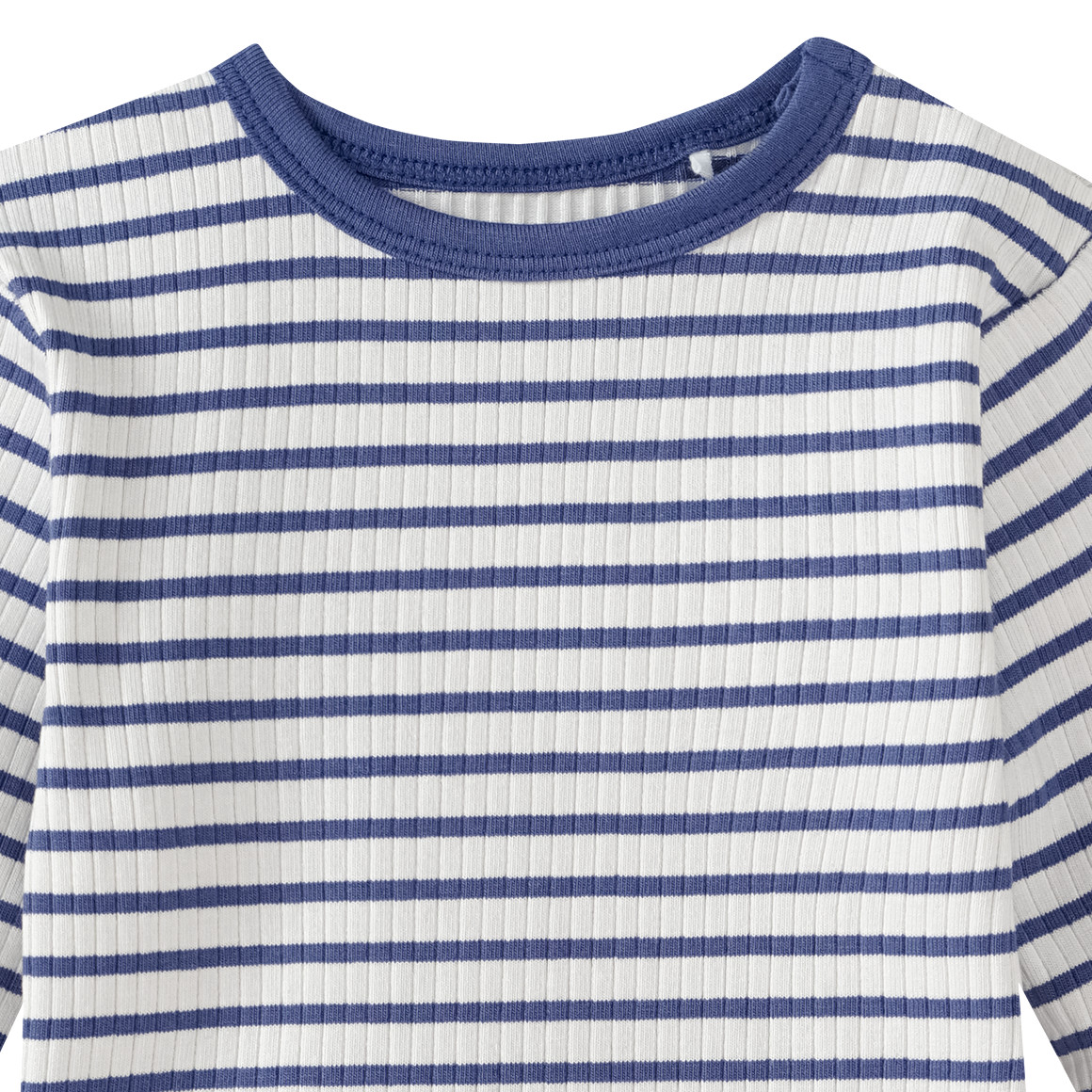 Topomini Pure Collection Newborn Langarmshirt mit Rippstruktur weiss / dunkelblau