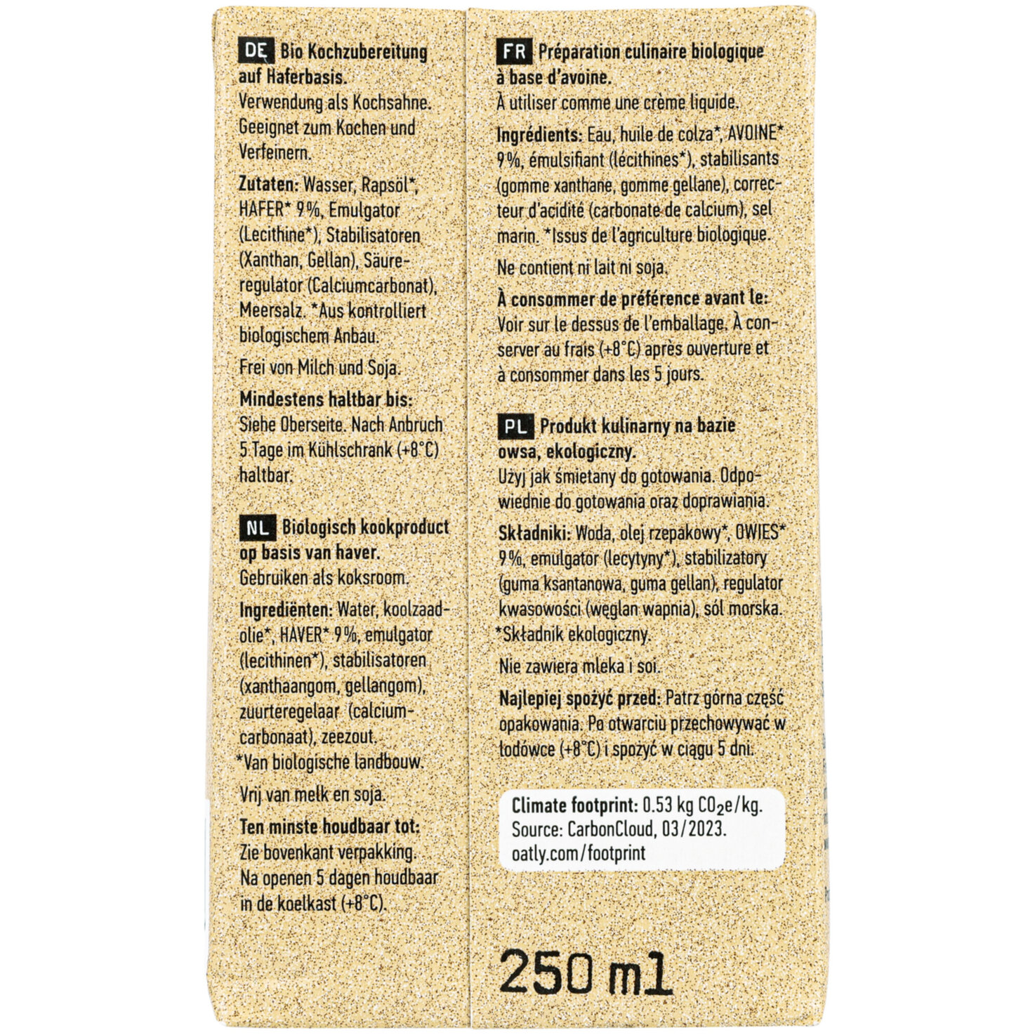 Oatly Cuisine Bio zum Kochen