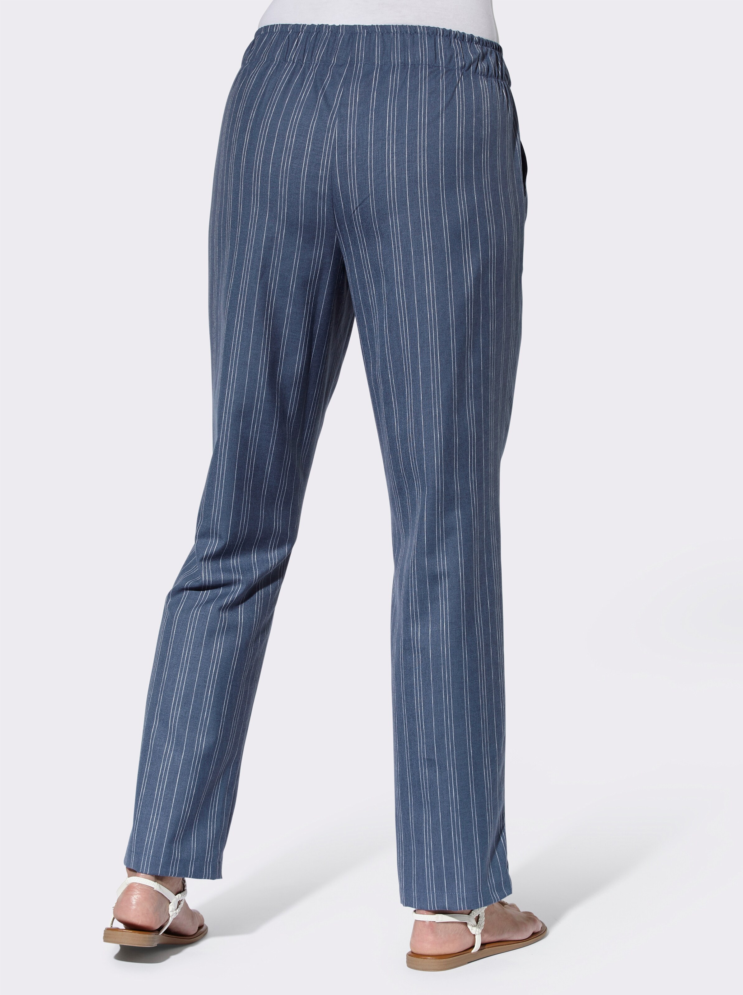 Schlupfhose mit Dehnbund, Leinen-Optik
