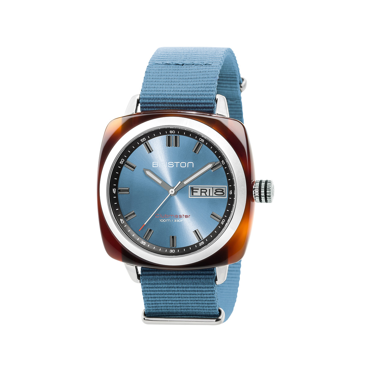 Montre BRISTON clubmaster sport hms homme bracelet tissu bleu fonce