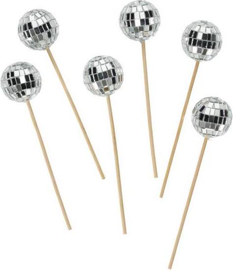 Jens Living cocktailprikkers Discoballen zilver 6 stuks