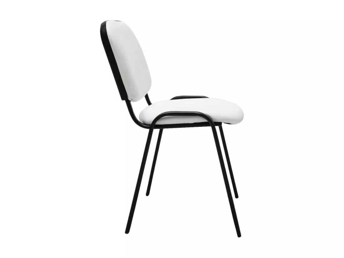 Chaise de salle à manger - Similicuir & Métal noir mat - Blanc - Ken