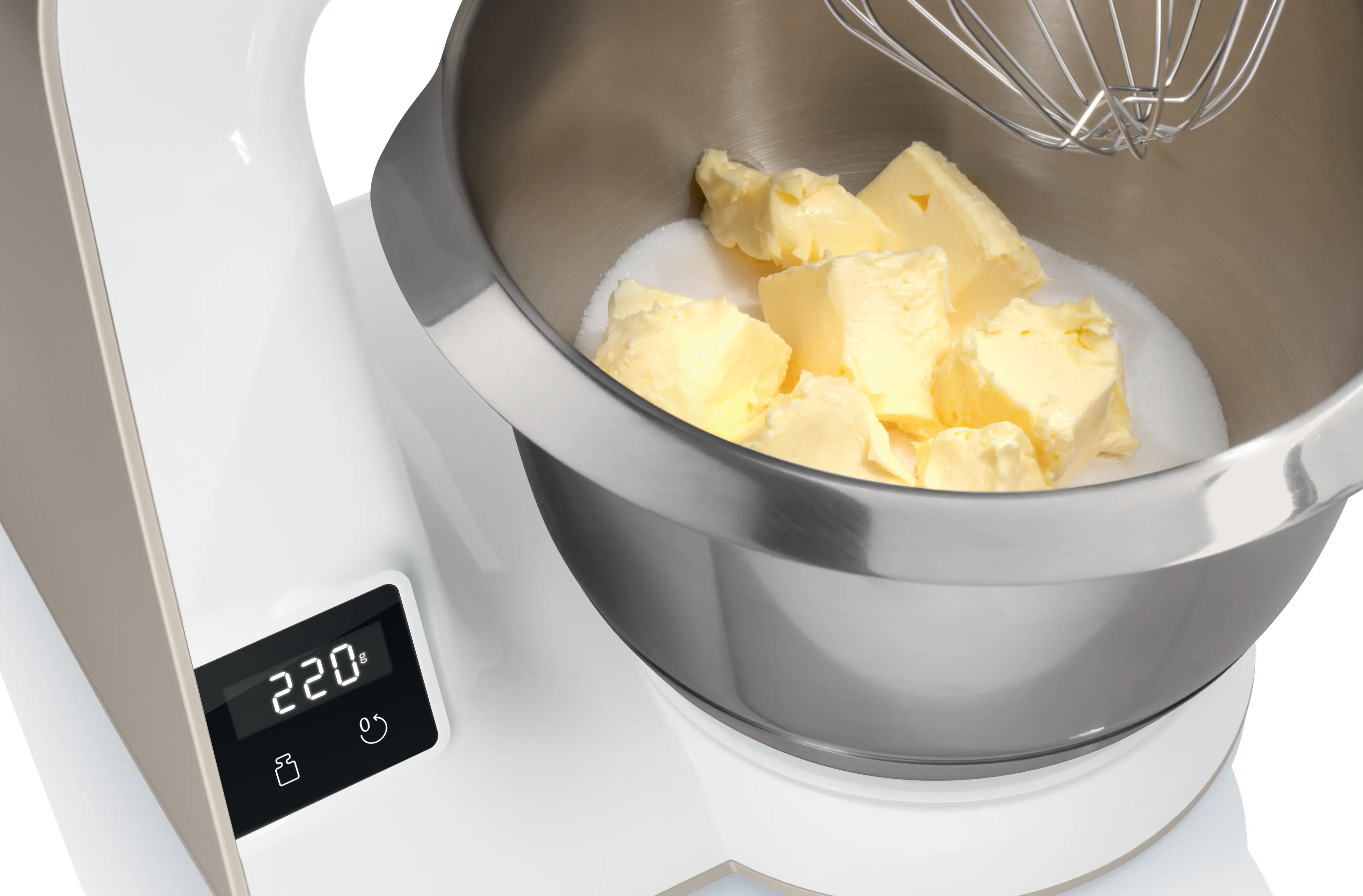 Serie 4 Keukenmachine met weegschaal en timer MUM 5 1000 W Wit, Champagne